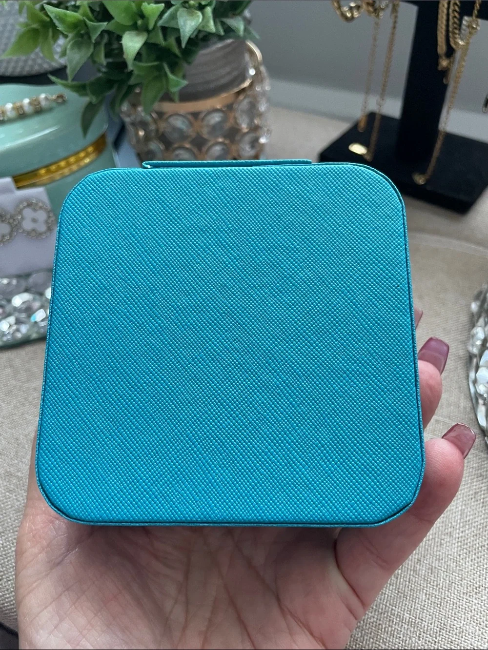 ✨Teal Jewelry Travel Case with Crystal Emblem✨NEW